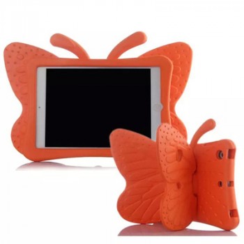 Ударостойкий детский силиконовый матовый гиппоаллергенный непрозрачный чехол с встроенной ножкой-подставкой для Ipad Mini 2/3/4 Оранжевый