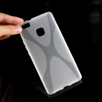 Силиконовый матовый полупрозрачный чехол с дизайнерской текстурой X для Huawei P9 Lite  Белый