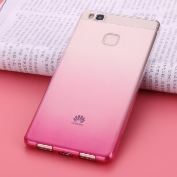 Силиконовый матовый полупрозрачный градиентный чехол для Huawei P9 Lite  Розовый