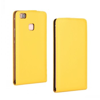 Чехол вертикальная книжка на пластиковой основе на магнитной защелке для Huawei P9 Lite Желтый