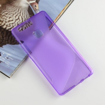 Силиконовый матовый полупрозрачный чехол с дизайнерской текстурой S для Huawei P9 Plus  Фиолетовый