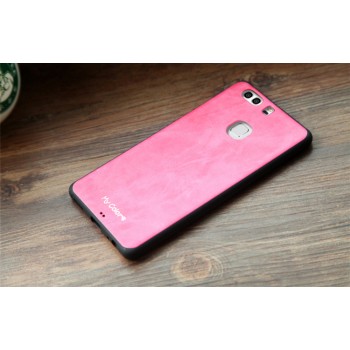 Силиконовый матовый непрозрачный чехол текстура Кожа для Huawei P9 Plus  Розовый