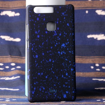 Пластиковый непрозрачный матовый чехол с голографическим принтом Звезды для Huawei P9 Plus  Синий