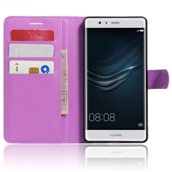 Чехол портмоне подставка на силиконовой основе на магнитной защелке для Huawei P9 Plus  Фиолетовый