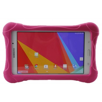 Ударостойкий детский силиконовый матовый гиппоаллергенный непрозрачный чехол для Samsung GALAXY Tab 4 7.0 Розовый