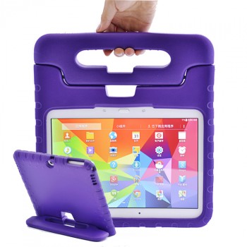 Ударостойкий детский силиконовый матовый гиппоаллергенный непрозрачный чехол с встроенной ножкой-подставкой для Samsung Galaxy Tab 4 10.1 Фиолетовый