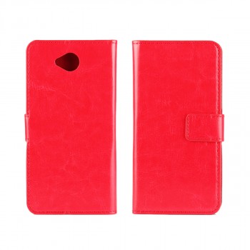 Глянцевый чехол портмоне подставка на пластиковой основе на магнитной защелке для Microsoft Lumia 650 Красный