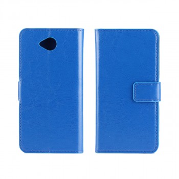 Глянцевый чехол портмоне подставка на пластиковой основе на магнитной защелке для Microsoft Lumia 650 Синий