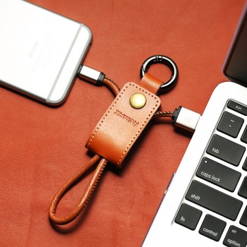 Кабель USB-Micro USB 2.0 0.3м в кожаной оплетке формат Брелок