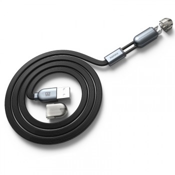 Комбинированный кабель плоского сечения USB-Micro USB/Lightning 1m для одновременной зарядки Черный