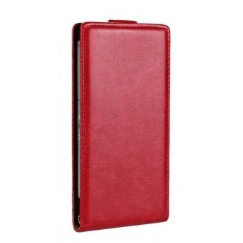 Глянцевый чехол вертикальная книжка на пластиковой основе на магнитной защелке для Sony Xperia Z2 Красный