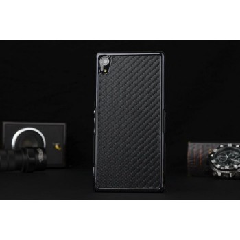 Пластиковый непрозрачный матовый чехол с текстурным покрытием Кожа для Sony Xperia Z2 Черный