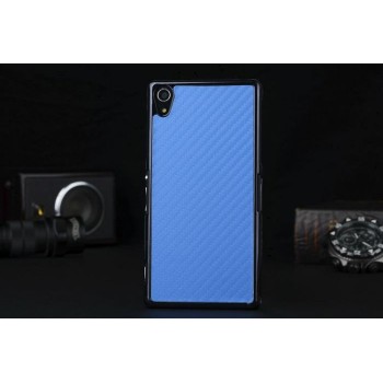 Пластиковый непрозрачный матовый чехол с текстурным покрытием Кожа для Sony Xperia Z2 Синий
