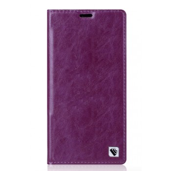 Вощеный чехол горизонтальная книжка подставка на пластиковой основе с отсеком для карт для Sony Xperia M4 Aqua  Фиолетовый