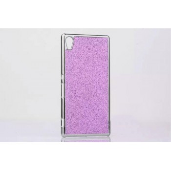 Пластиковый непрозрачный матовый чехол с металлическим напылением и стразами для Sony Xperia M4 Aqua Розовый
