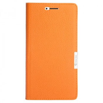 Кожаный чехол горизонтальная книжка подставка на пластиковой основе с отсеком для карт на магнитной защелке для Xiaomi Mi Max  Оранжевый