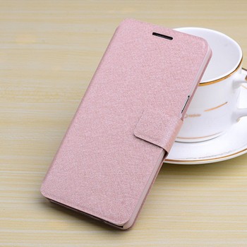 Чехол горизонтальная книжка подставка на пластиковой основе с отсеком для карт на магнитной защелке для Samsung Galaxy Grand  Розовый