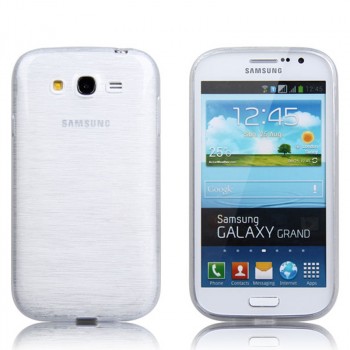 Силиконовый матовый непрозрачный чехол текстура Металлик для Samsung Galaxy Grand Белый