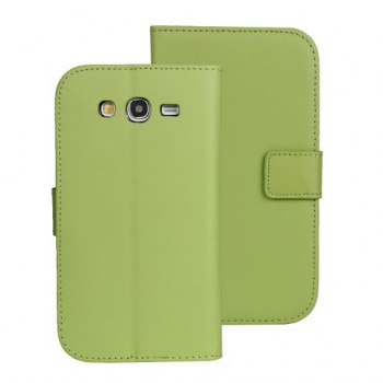 Чехол портмоне подставка на пластиковой основе на магнитной защелке для Samsung Galaxy Grand Зеленый