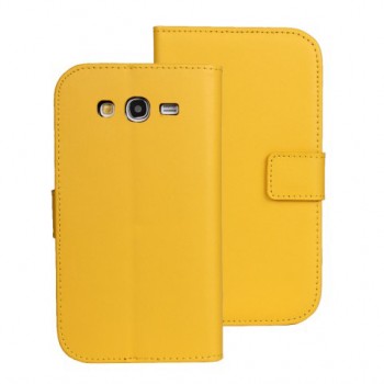 Чехол портмоне подставка на пластиковой основе на магнитной защелке для Samsung Galaxy Grand Желтый