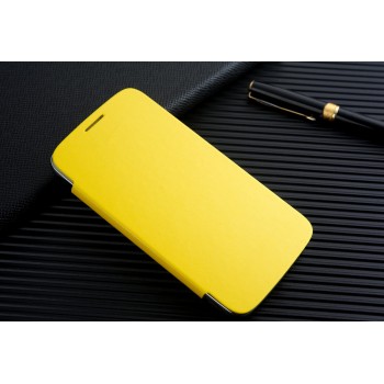 Чехол горизонтальная книжка на пластиковой встраиваемой основе для Samsung Galaxy Grand  Желтый