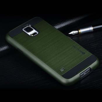 Противоударный двухкомпонентный силиконовый матовый непрозрачный чехол с поликарбонатными вставками экстрим защиты для Samsung Galaxy S5 (Duos) Зеленый