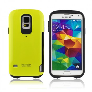 Силиконовый глянцевый непрозрачный дизайнерский фигурный чехол для Samsung Galaxy S5 (Duos) Желтый