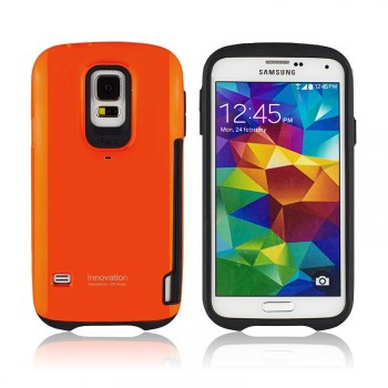 Силиконовый глянцевый непрозрачный дизайнерский фигурный чехол для Samsung Galaxy S5 (Duos) Оранжевый