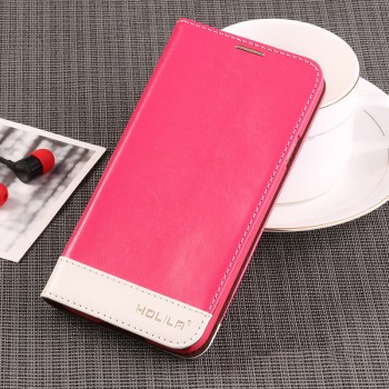 Вощеный чехол горизонтальная книжка подставка на пластиковой основе с отсеком для карт для Samsung Galaxy S5 (Duos) Розовый