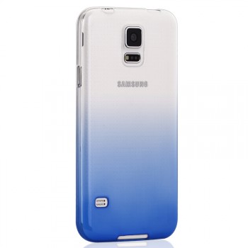 Силиконовый матовый полупрозрачный градиентный чехол для Samsung Galaxy S5 (Duos)  Синий