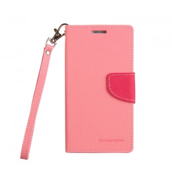 Чехол портмоне подставка на силиконовой основе на дизайнерской магнитной защелке для Samsung Galaxy S5 (Duos) Розовый