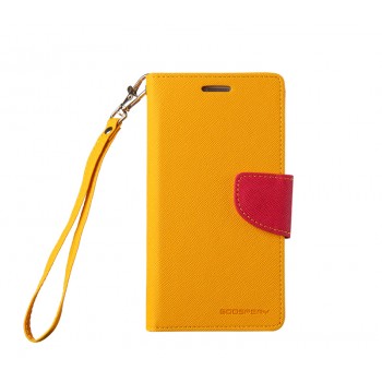 Чехол портмоне подставка на силиконовой основе на дизайнерской магнитной защелке для Samsung Galaxy S5 (Duos) Желтый
