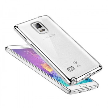 Силиконовый матовый полупрозрачный чехол с текстурным покрытием Металлик для Samsung Galaxy Note 4  Белый