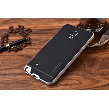 Двухкомпонентный силиконовый матовый непрозрачный чехол с поликарбонатным бампером для Samsung Galaxy Note 4 Белый