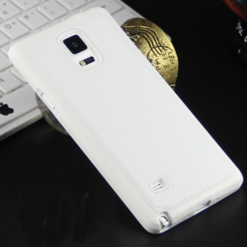 Силиконовый матовый непрозрачный чехол с текстурным покрытием Кожа для Samsung Galaxy Note 4 Белый