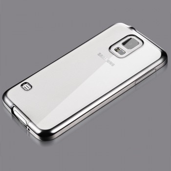 Силиконовый матовый полупрозрачный чехол с текстурным покрытием Металлик для Samsung Galaxy S5 (Duos)  Серый
