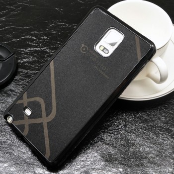 Силиконовый матовый непрозрачный чехол с текстурным покрытием Узоры для Samsung Galaxy Note 4  Черный