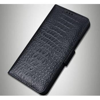 Кожаный чехол портмоне (премиум нат. кожа крокодила) с крепежной застежкой для LeEco Le Max 2  Черный