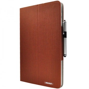 Чехол книжка подставка с рамочной защитой экрана, крепежом для стилуса и тканевым покрытием для Huawei MateBook Коричневый