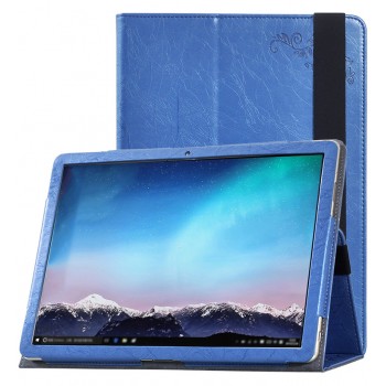 Чехол книжка подставка текстура Узоры с рамочной защитой экрана и поддержкой кисти для Huawei MateBook Синий