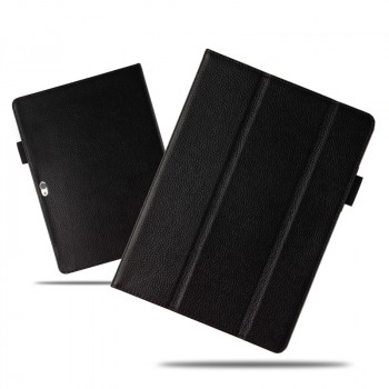 Кожаный чехол книжка подставка (премиум нат. кожа) для Huawei MateBook  Черный