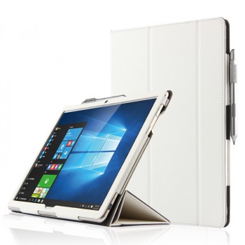 Сегментарный чехол книжка подставка текстура Линии с рамочной защитой экрана и крепежом для стилуса для Huawei MateBook  Белый
