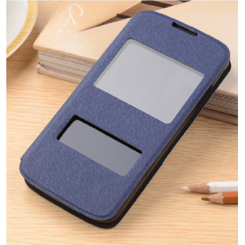 Текстурный чехол горизонтальная книжка подставка на силиконовой основе с окном вызова и свайпом для Elephone P8000  Синий