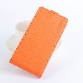 Чехол вертикальная книжка на клеевой основе с отсеком для карт на магнитной защелке для Elephone P9000 Lite  Оранжевый