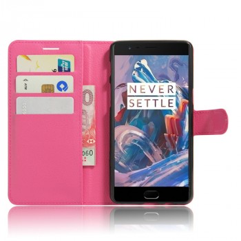 Чехол портмоне подставка на силиконовой основе на магнитной защелке для OnePlus 3 Пурпурный