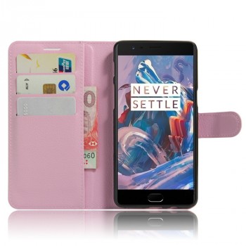 Чехол портмоне подставка на силиконовой основе на магнитной защелке для OnePlus 3 Розовый