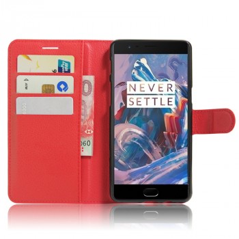 Чехол портмоне подставка на силиконовой основе на магнитной защелке для OnePlus 3 Красный