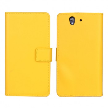Чехол портмоне подставка на пластиковой основе на магнитной защелке для Sony Xperia Z  Желтый