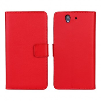 Чехол портмоне подставка на пластиковой основе на магнитной защелке для Sony Xperia Z  Красный