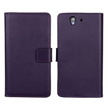 Чехол портмоне подставка на пластиковой основе на магнитной защелке для Sony Xperia Z  Фиолетовый